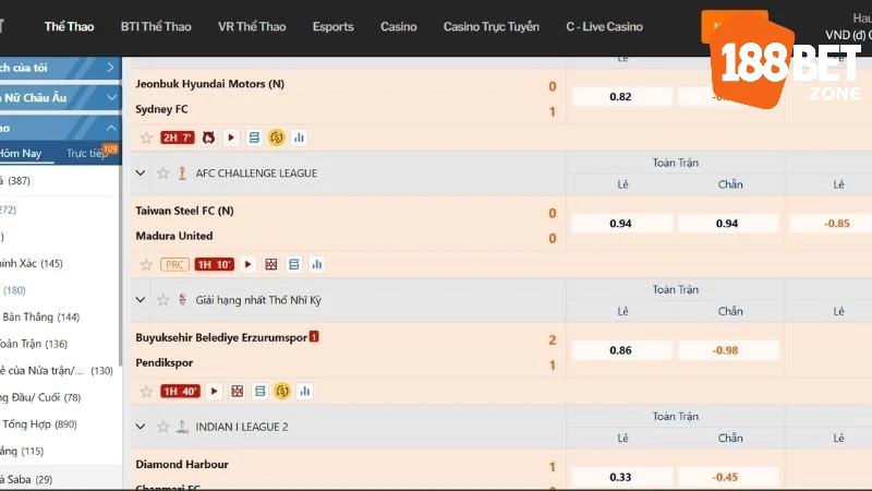 Sảnh BTI Sports 188Bet: Cá Cược Thể Thao & Cách Tối Ưu